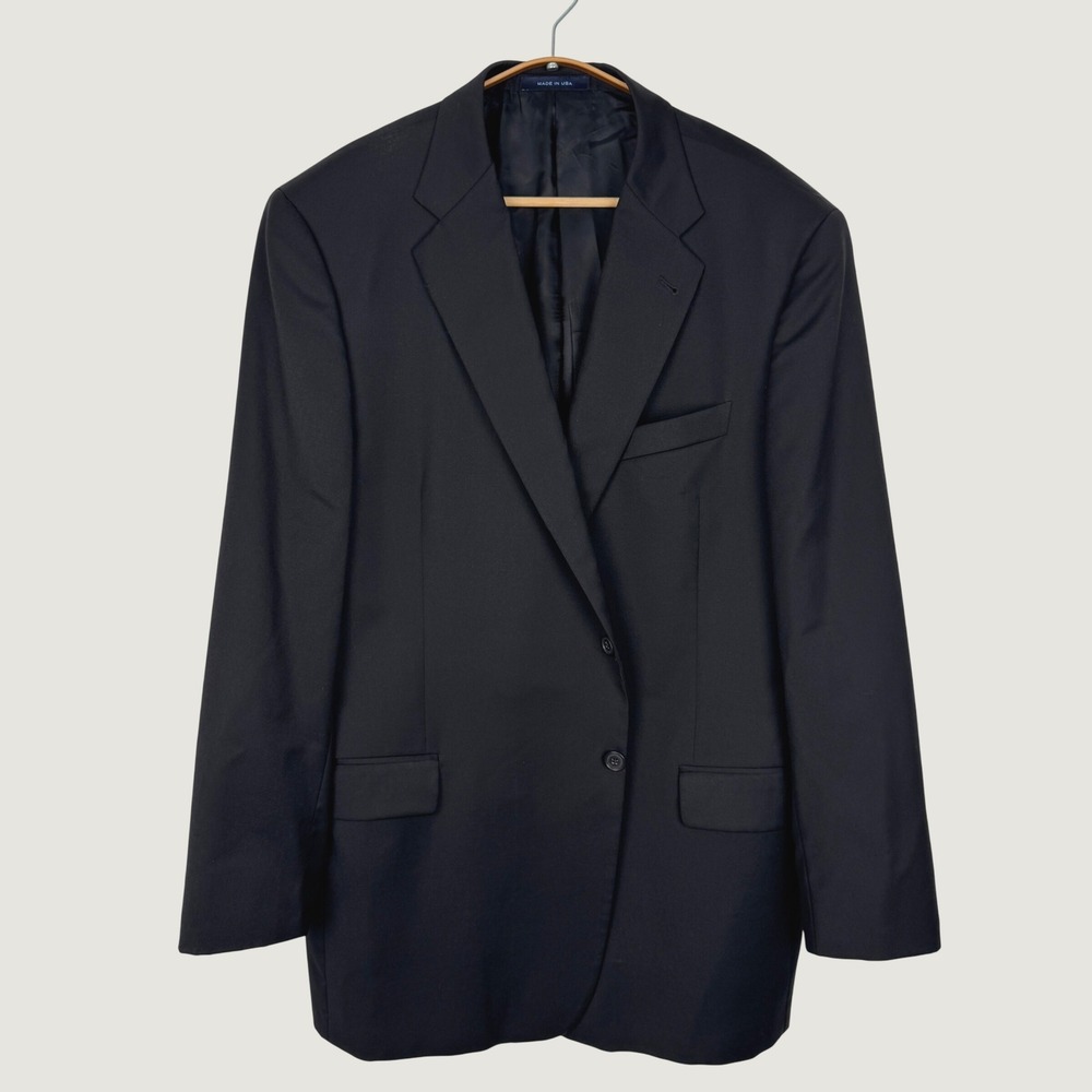 Joseph Abboud Nordstrom Loro Piana Wool Blazer Black 2-Button 48L Sport Coat USA